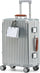 HotWay Carry On Luggage with Leather Handle, PC Zipperless Suitcase with Spinner Wheels and TSA Locks, 22x14x9 Airline Approved Luggage for Travel, Silver, 20 Inch